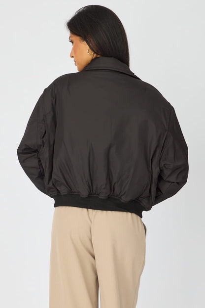 Black Bomber Jacket Collared