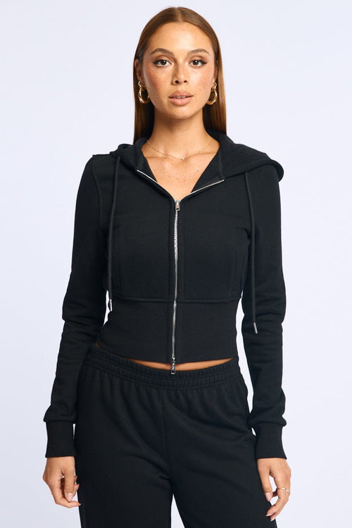 Black Zip Through Hoodie