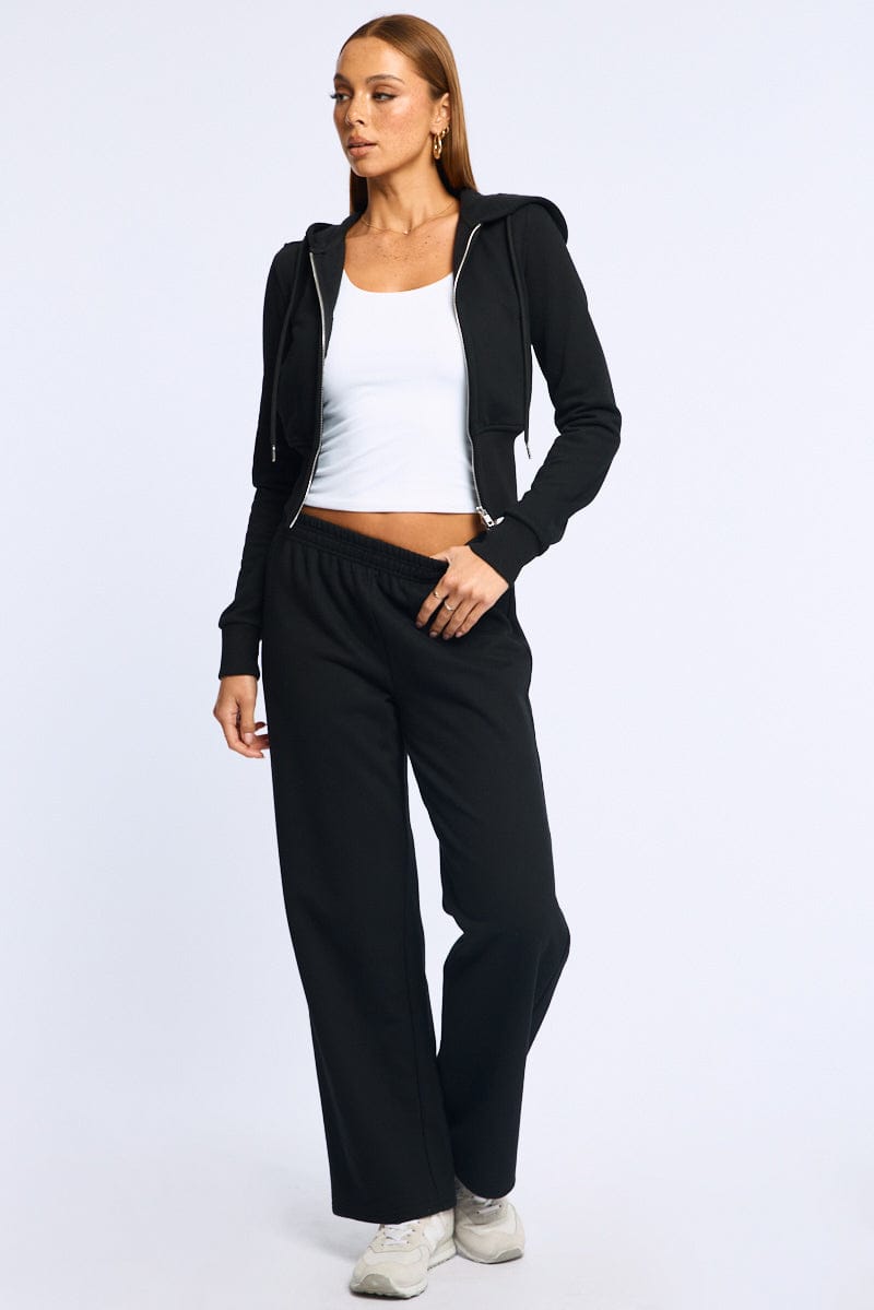 Black Zip Through Hoodie