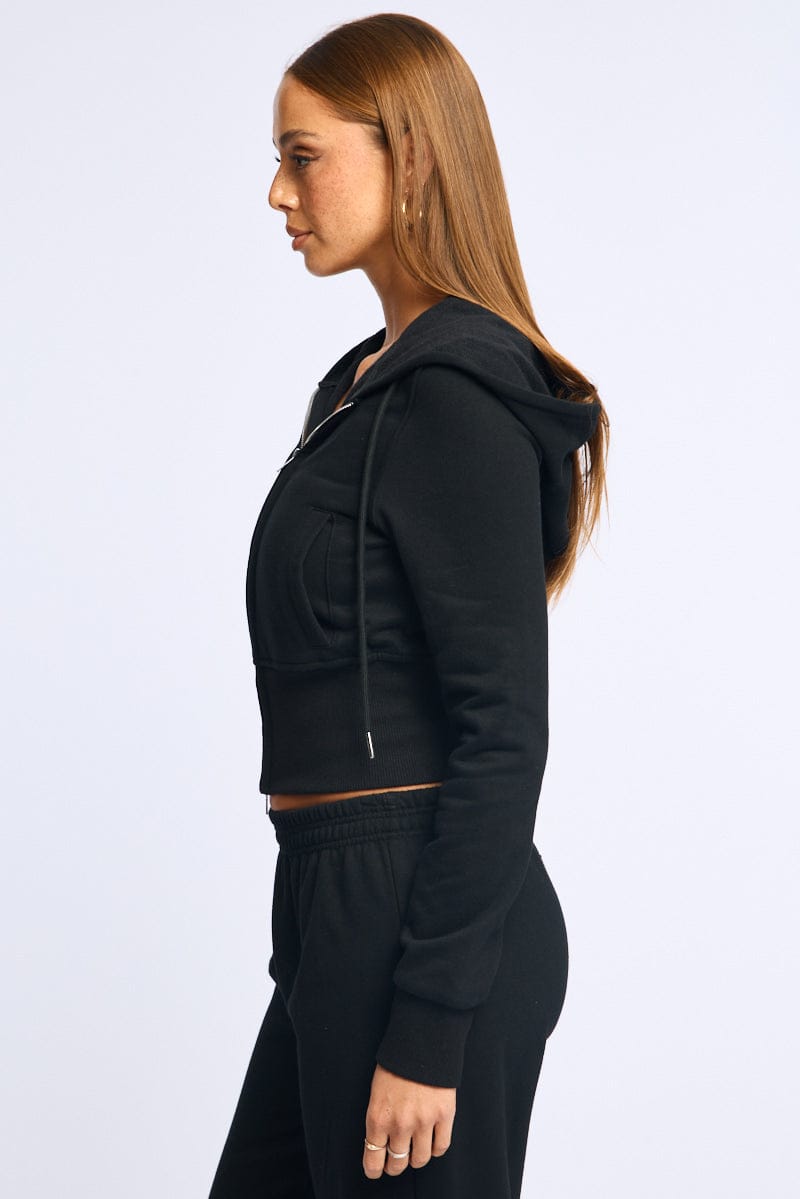 Black Zip Through Hoodie