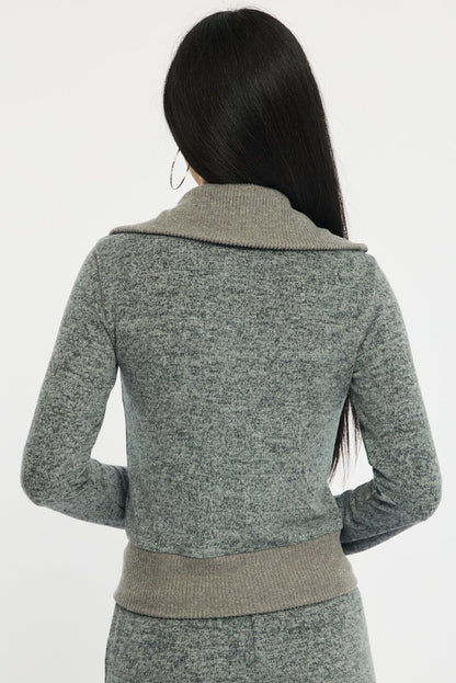 Grey Zip Through Cardigan Soft Touch