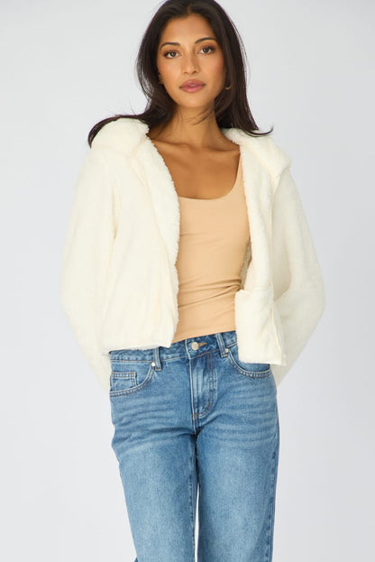 White Zip-up Hoodie Ultra Soft Teddy Fleece