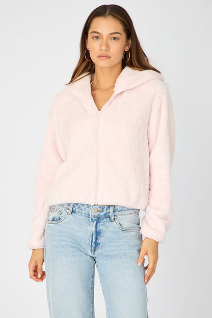 Pink Zip-up Hoodie Ultra Soft Teddy Fleece