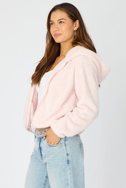 Pink Zip-up Hoodie Ultra Soft Teddy Fleece