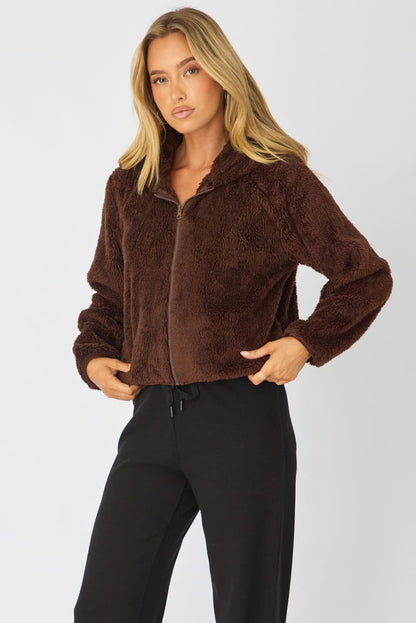 Brown Zip-up Hoodie Ultra Soft Teddy Fleece