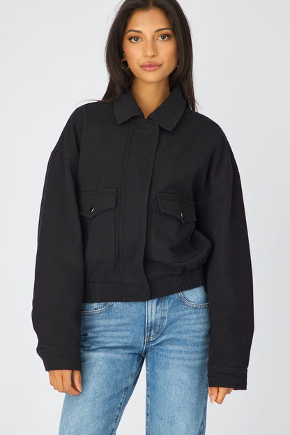 Black Bomber Jacket Twill