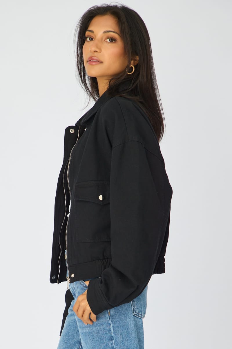 Black Bomber Jacket Twill